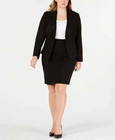 Calvin Klein Plus Size Asymmetrical Jacket Pencil Skirt In Black