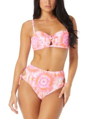 Sundazed Beka Printed Bow Bikini Top High Waist Bottoms Created For Macys Women's Swimsuit In Coral