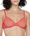 Skarlett Blue Women's Mischief Underwire Sheer Fishnet Mesh Bra 324158 In Watermelon/nylon