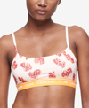 Calvin Klein Ck One Cotton Unlined Bralette Qf5727 In Mini Giraffe Print - Grey Heather Wb