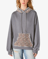 LUCKY BRAND WOMEN'S QUILTED PATCHWORK HOODED SWEATSHIRT