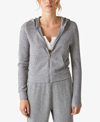 Lucky Brand Cloud Jersey Waffle Knit Zip-up Hoodie In Medium Heather Gray