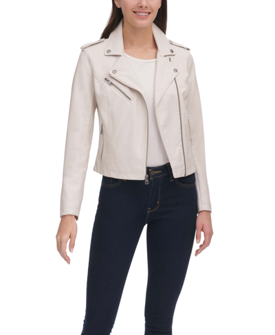 Levi's Women's Classic Faux Leather Asymmetrical Moto Jacket In Oyster