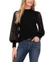 Cece Sequin Sleeve Mock Neck Sweater In Rich Black