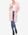 White Mark Women's Leopard Print Open Front Sherpa Cardigan In Pink