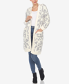 WHITE MARK WOMEN'S LEOPARD PRINT OPEN FRONT SHERPA CARDIGAN