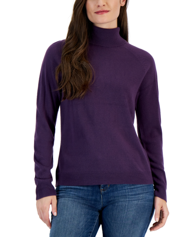 Karen Scott Women's Luxesoft Turtleneck Top, Created For Macy's In Purple Dynasty