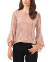 VINCE CAMUTO WOMEN'S METALLIC KNIT FLUTTER SLEEVE TOP