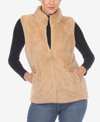White Mark Women's Zip Up Sherpa Vest In Camel