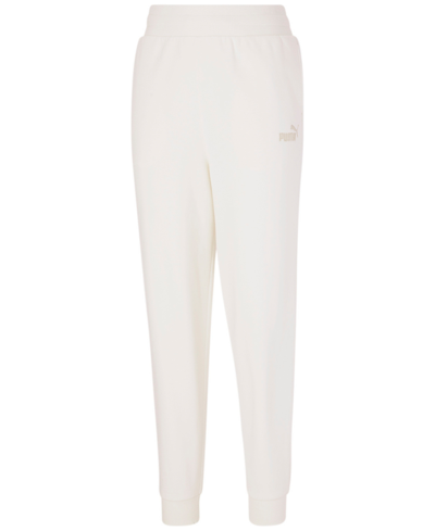 Puma Women's Embroidered-logo High-waist Fleece Sweatpant Jogger In Ivory