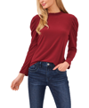 Cece Womens Cotton Ruffled Pullover Sweater In Claret Red
