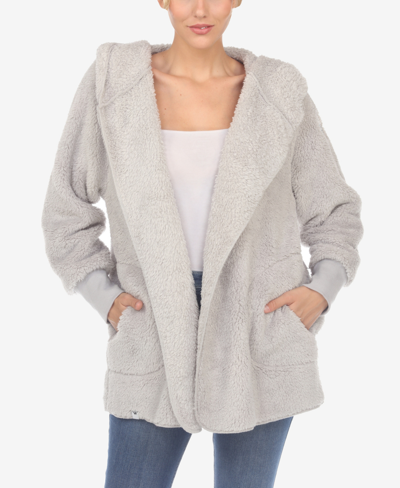 White Mark Women's Plush Hooded With Pockets Jacket In Gray