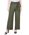 Ny Collection Petite Cropped Pull On Pants With Sash In Oil Green