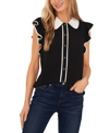 Cece Flutter Sleeve Blouse In Rich Black