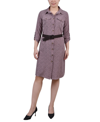 Ny Collection Petites Womens Pocket Shirtdress In Lilas Black Swirl