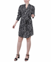 NY COLLECTION WOMEN'S 3/4 ROUCHED SLEEVE DRESS WITH BELT