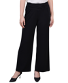 Ny Collection Petite Short Mid Rise Pull On Wide-leg Palazzo Pant In Black
