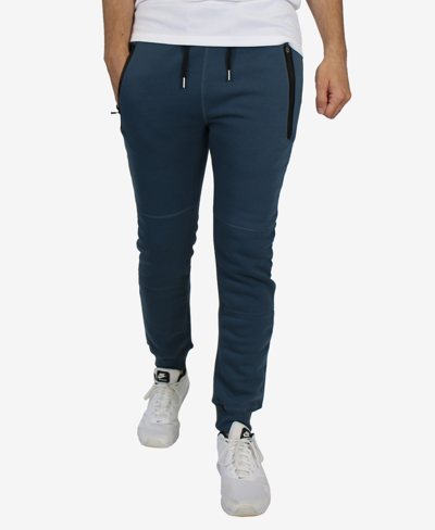 Blu Rock Men's Slim Fit Fleece Jogger Sweatpants With Heat Seal Zipper Pockets In Heather Gray