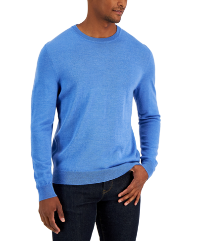 Club Room Men's Solid Crew Neck Merino Wool Blend Sweater, Created For Macy's In Wedgewood Heather