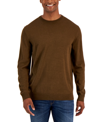 CLUB ROOM MEN'S SOLID CREW NECK MERINO WOOL BLEND SWEATER, CREATED FOR MACY'S