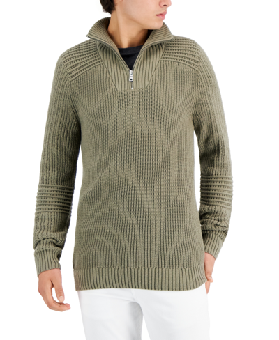 Inc International Concepts Men's Matthew Quarter-zip Sweater, Created For Macy's In Green Tea Leaf