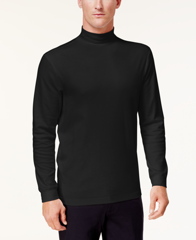 Club Room Men's Solid Mock Neck Shirt, Created For Macy's In Deep Black