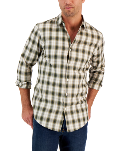 Alfani Men's Droa Plaid Shirt, Created For Macy's In Costa Green