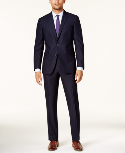 Kenneth Cole Reaction Men's Ready Flex Navy Shadow Check Slim-fit Suit
