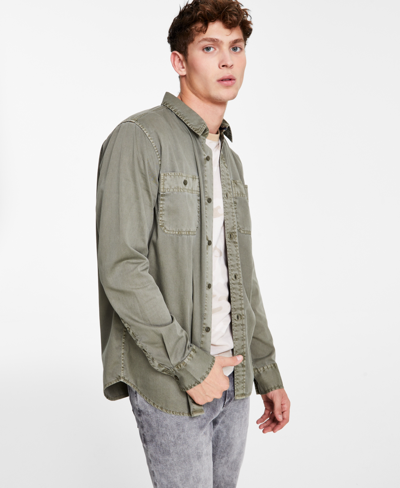 Sun + Stone Men's Long Sleeve Twill Shirt, Created For Macy's In Medium Green