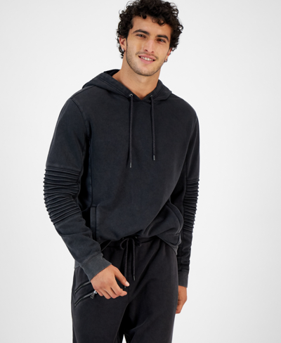 Inc International Concepts Men's Regular-fit Moto Hoodie, Created For Macy's In Deep Black