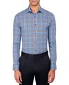 Society Of Threads Men's Regular Fit Non-iron Plaid-print Performance Stretch Dress Shirt In Blue