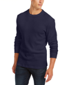 CLUB ROOM MEN'S THERMAL CREWNECK SHIRT, CREATED FOR MACY'S