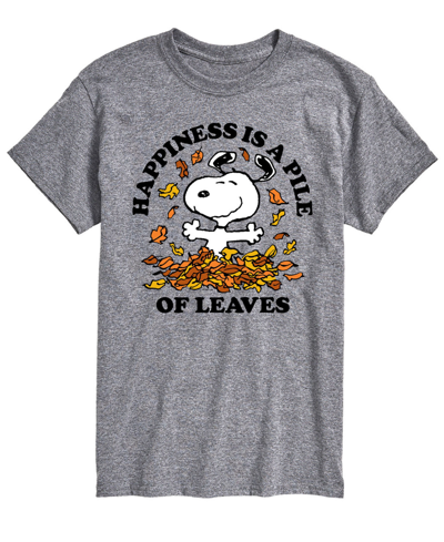 AIRWAVES MEN'S SHORT SLEEVE PEANUTS PILE OF LEAVES T-SHIRT