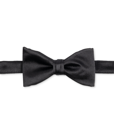 Construct Solid Satin Pre-tied Bow Tie In Noir
