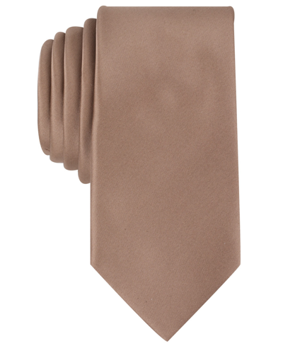 Perry Ellis Men's  Satin Solid Tie In Taupe