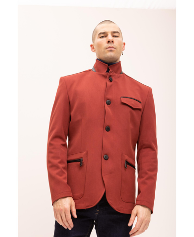 Ron Tomson Men's Modern Casual Stand Collar Sports Jacket In Wine