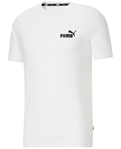 Puma Essentials Embroidery Logo Men's T-shirt In White- Black