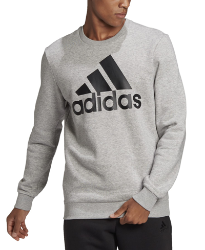 Adidas Originals Men's Adidas Essentials French Terry Big Logo Sweatshirt In Medium Grey Heather/black