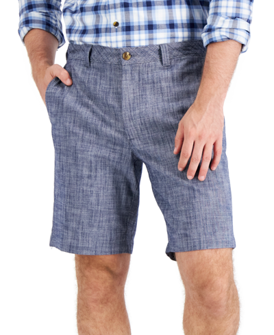 Club Room Men's 9" Stretch Chambray Shorts, Created For Macy's In Blue Combo