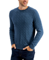Club Room Men's Cable-knit Cotton Sweater, Created For Macy's In Blue Wing Hthr
