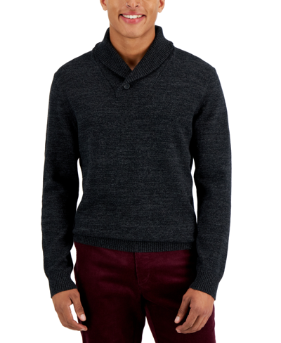 Club Room Men's Shawl Button Sweater, Created For Macy's In Deep Black