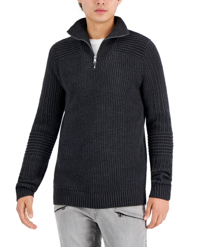 Inc International Concepts Men's Matthew Quarter-zip Sweater, Created For Macy's In Hthr Onyx B