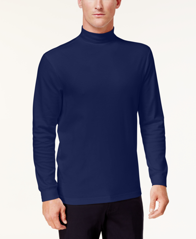 Club Room Men's Solid Mock Neck Shirt, Created For Macy's In Navy Blue