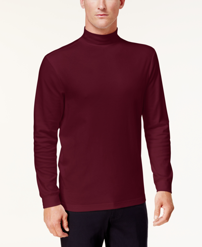 Club Room Men's Solid Mock Neck Shirt, Created For Macy's In Red Plum