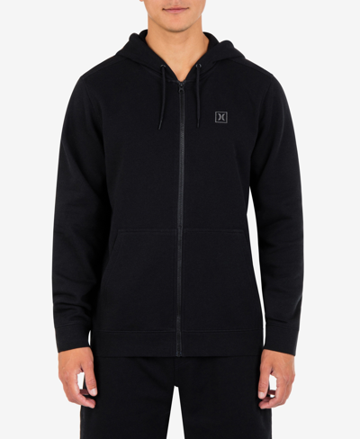 Hurley Men's Icon Chest Logo Full Zip Hooded Sweatshirt In Black