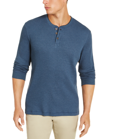Club Room Men's Thermal Long Sleeve Henley, Created For Macy's In Blue Wing Opd