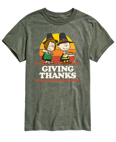 Airwaves Men's Short Sleeve Peanuts Giving Thanks T-shirt In Green