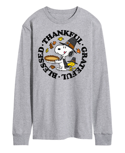 AIRWAVES MEN'S PEANUTS THANKFUL GRATEFUL BLESSED LONG SLEEVE T-SHIRT