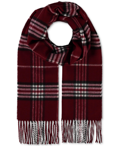 V Fraas Men's Classic Plaid Cashmere Scarf In Burgundy