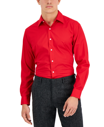 Club Room Men's Regular Fit Solid Dress Shirt, Created For Macy's In Jester Red